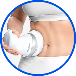 VIBROBUFF Uso del dispositivo Vibro Sculpt en el abdomen para reducir y reafirmar.