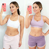 Resultados antes y después del cuerpo de una mujer al usar Vibro Sculpt para reducción de medidas